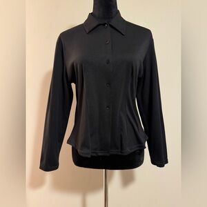 EUC Rendezvous Black Collar Button Down Blouse size medium